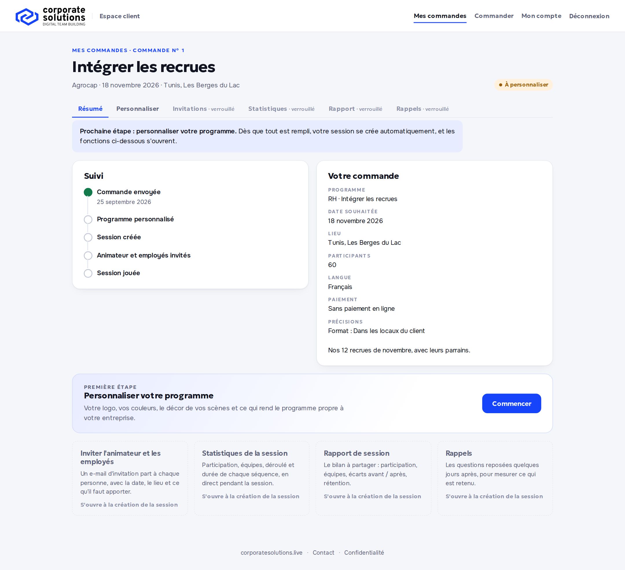 Le suivi de la commande