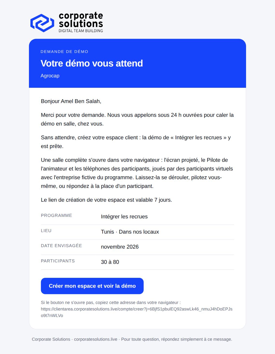 Votre démo Corporate Solutions vous attend
