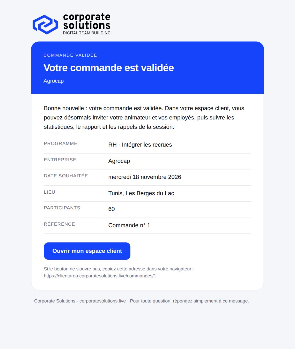 Votre commande est validée